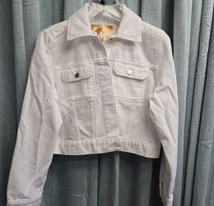 Michael Kors White Cropped Jean Jacket